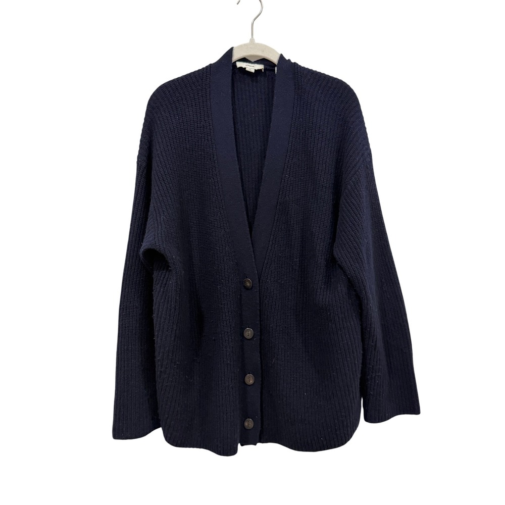 Vince Navy Wool Cashmere Blend Cardigan Sweater L/G Button Front‎ V-Neck